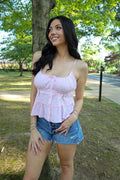 Pink Babydoll Top with Lace Detail