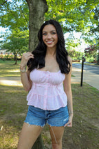 Pink Babydoll Top with Lace Detail