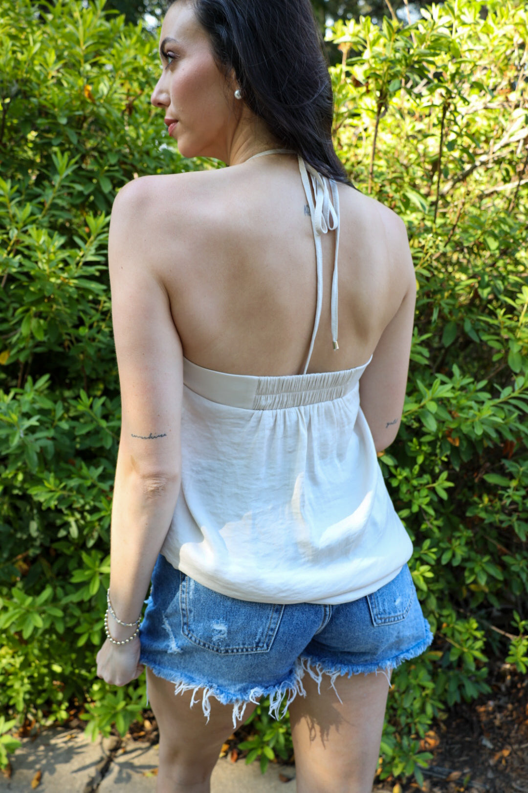 Ruched Ring Front Halter Top