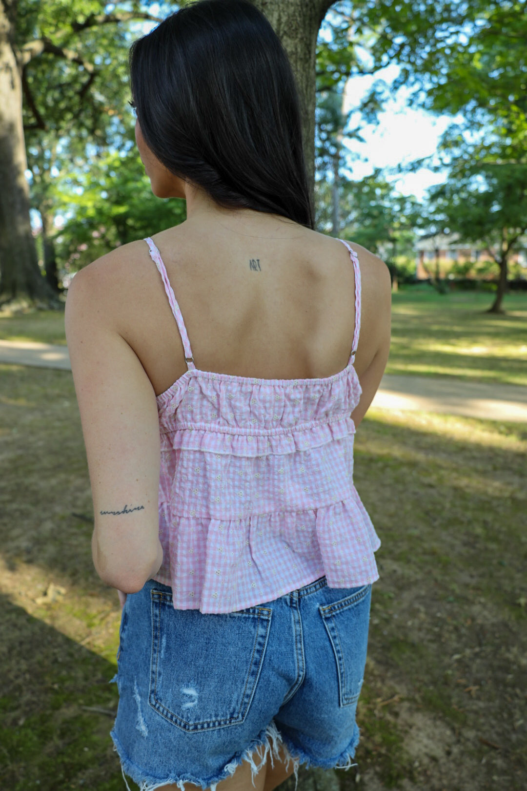 Pink Babydoll Top with Lace Detail
