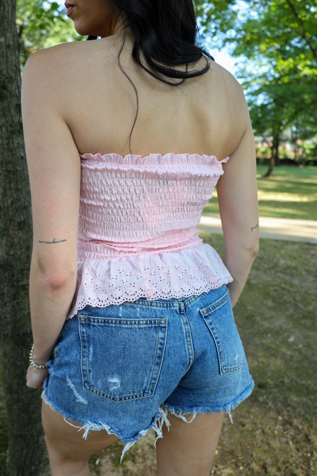 Smocked Tube Top in Baby Pink