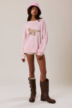 Long Sleeve Crew Neck Golden Graphic Sweater