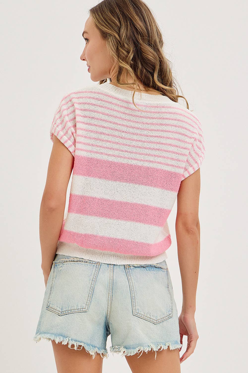 Striped Pink & White Top