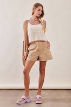Contrast Trim Crochet Tank Top