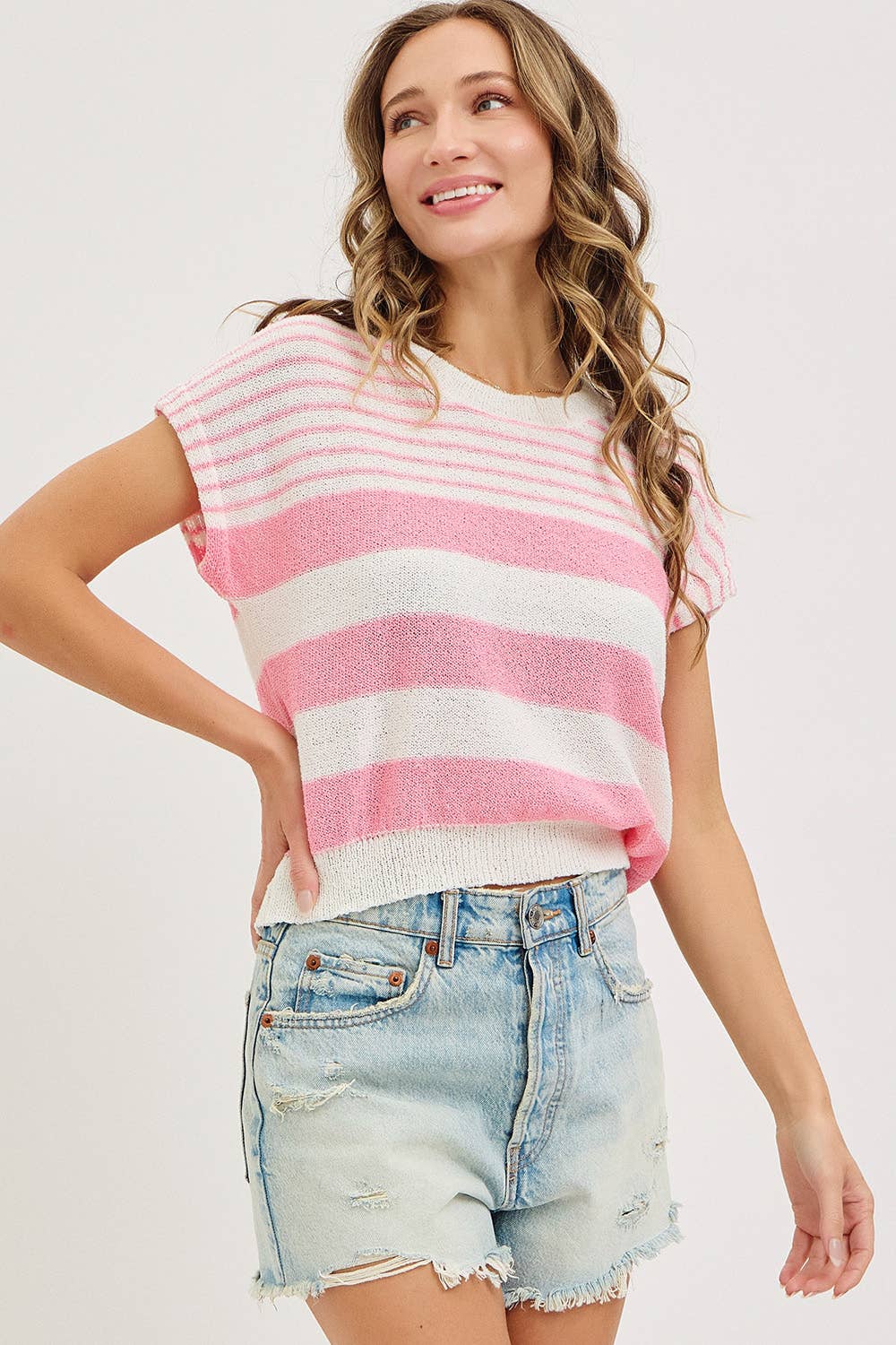 Striped Pink & White Top