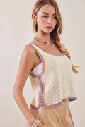 Contrast Trim Crochet Tank Top