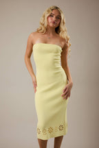 Eyelet Detail Tube Dress - Yellow