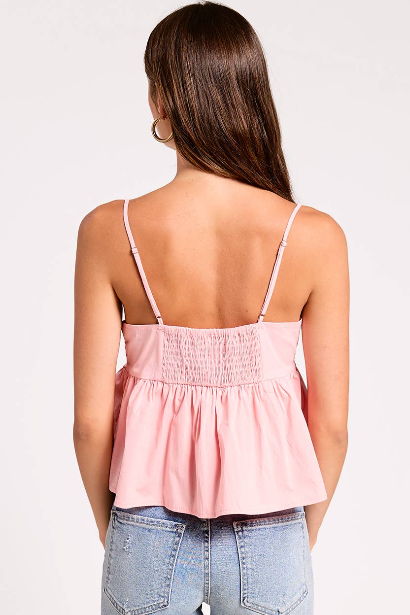 Red & Pink Embroidered Detail Cami Top