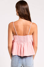 Red & Pink Embroidered Detail Cami Top